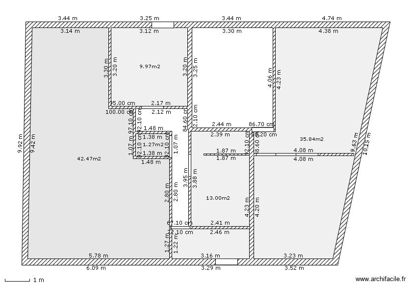 roquefort. Plan de 5 pièces et 103 m2
