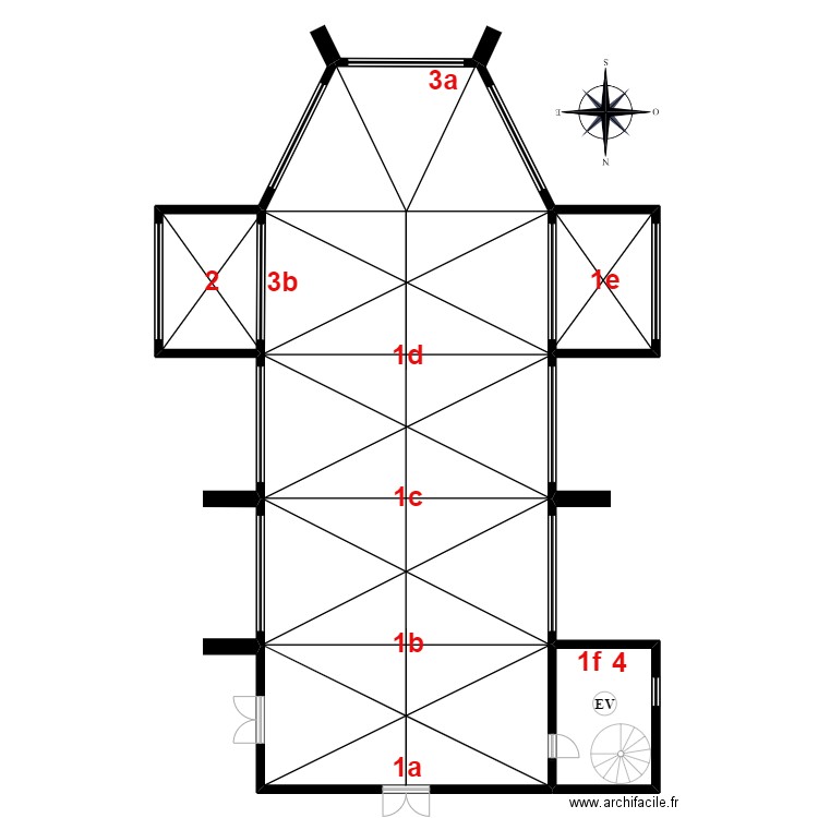 Sainte chapelle de Riom. Plan de 4 pièces et 276 m2