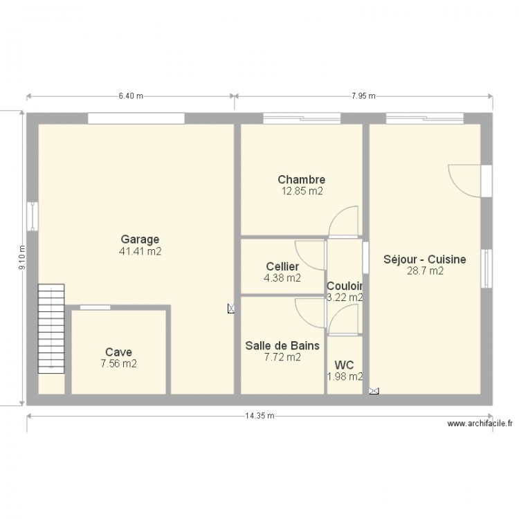 St Martin RDC   appartement 2 et garage appartement 1. Plan de 0 pièce et 0 m2