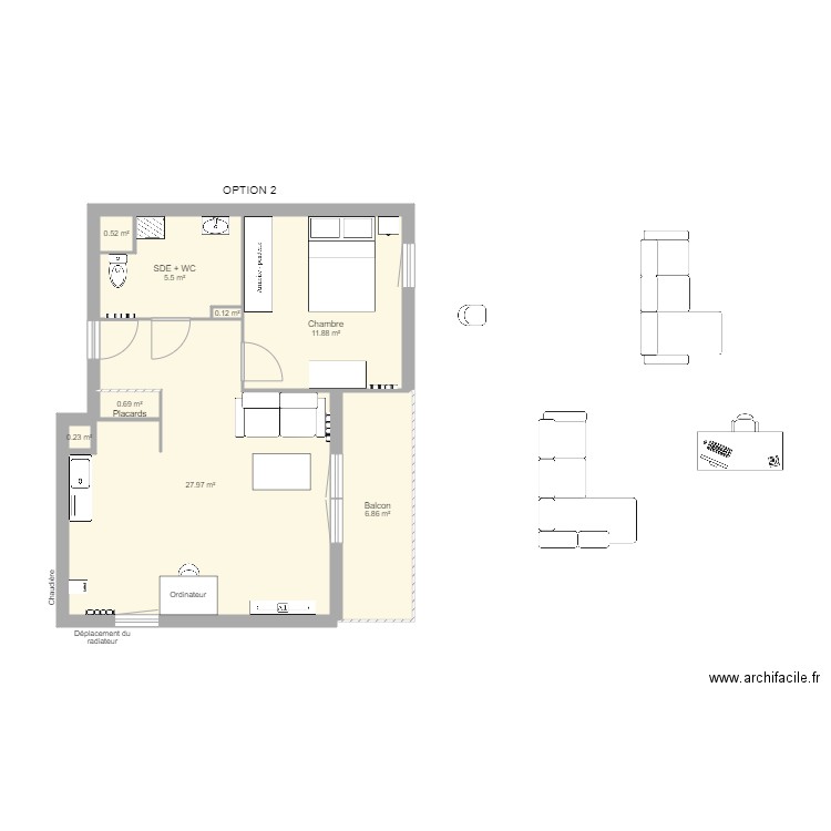 Appartement Loris Option 2. Plan de 0 pièce et 0 m2