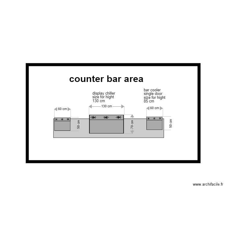counter bar alaajamy. Plan de 1 pièce et 22 m2