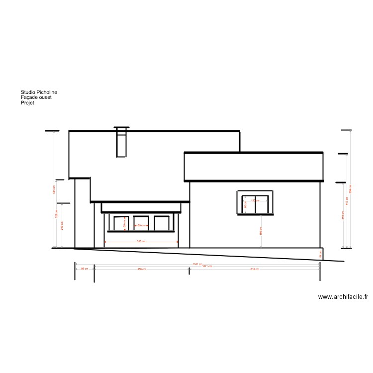 Studio Picholine façade ouest projet 02 19 Appenti. Plan de 0 pièce et 0 m2