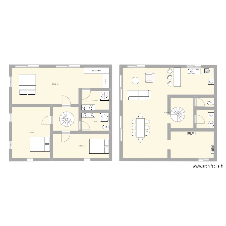 Maison RD base 2. Plan de 7 pièces et 144 m2