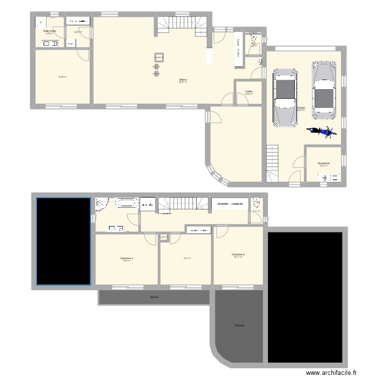 RDC Maison. Plan de 22 pièces et 316 m2