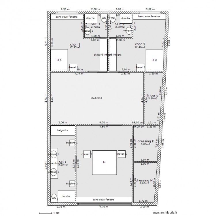 pmi 2 etage 1. Plan de 0 pièce et 0 m2