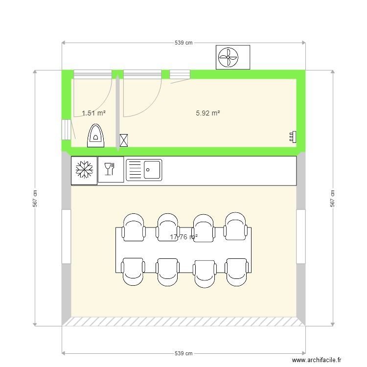 pool house 7. Plan de 3 pièces et 25 m2