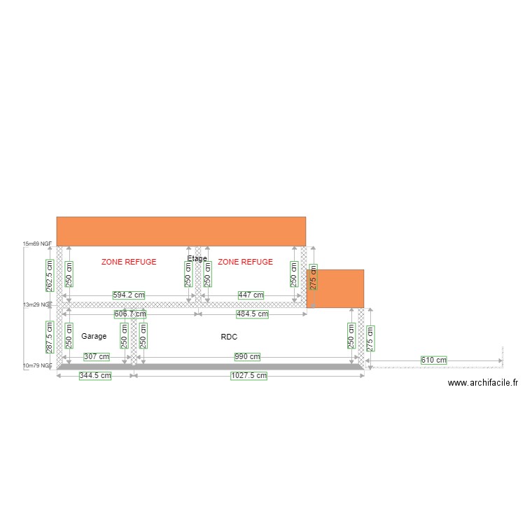 DP3 Plan de coupe façade nord projet Boube. Plan de 0 pièce et 0 m2