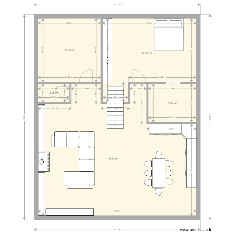 Plan Etage 1 Maison La Teste. Plan de 5 pièces et 115 m2
