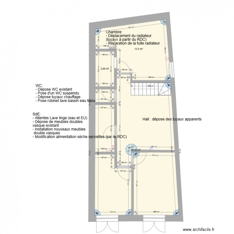 Plan Plomberie Etage. Plan de 0 pièce et 0 m2