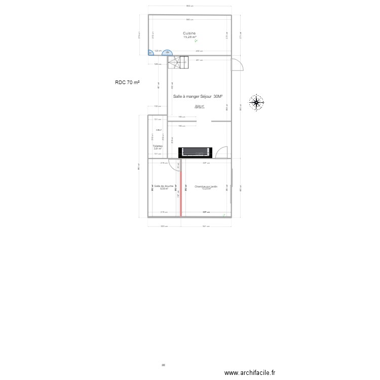 Maison. Plan de 5 pièces et 71 m2