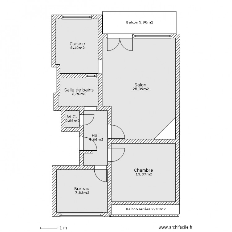 Appartement Roseraie 73 m2 (balcons inclus). Plan de 0 pièce et 0 m2
