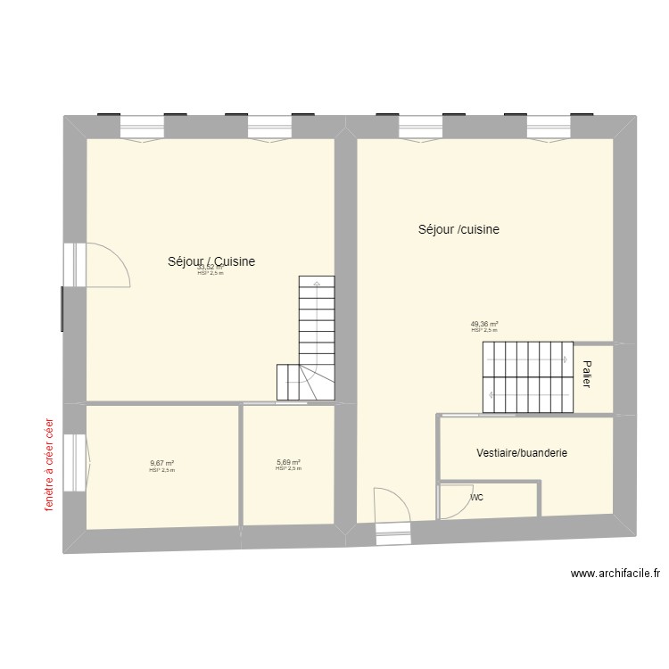 Etage Pontrot modif. Plan de 4 pièces et 98 m2