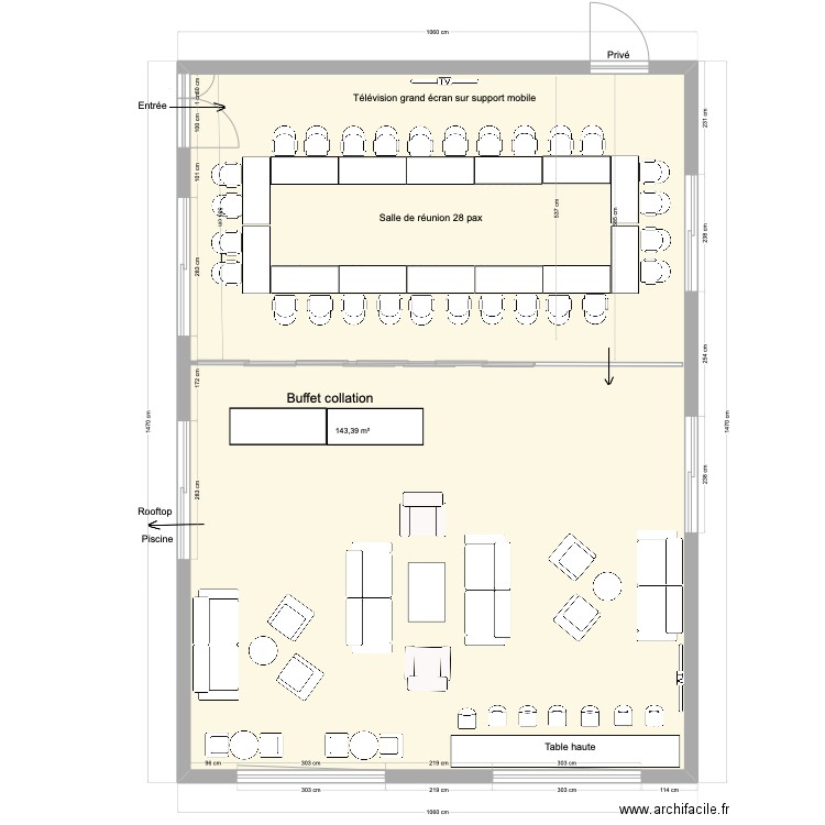 Hotel Ivato salle conf C. Plan de 1 pièce et 143 m2