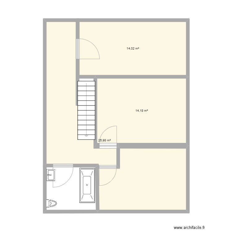 Etage 2. Plan de 3 pièces et 54 m2