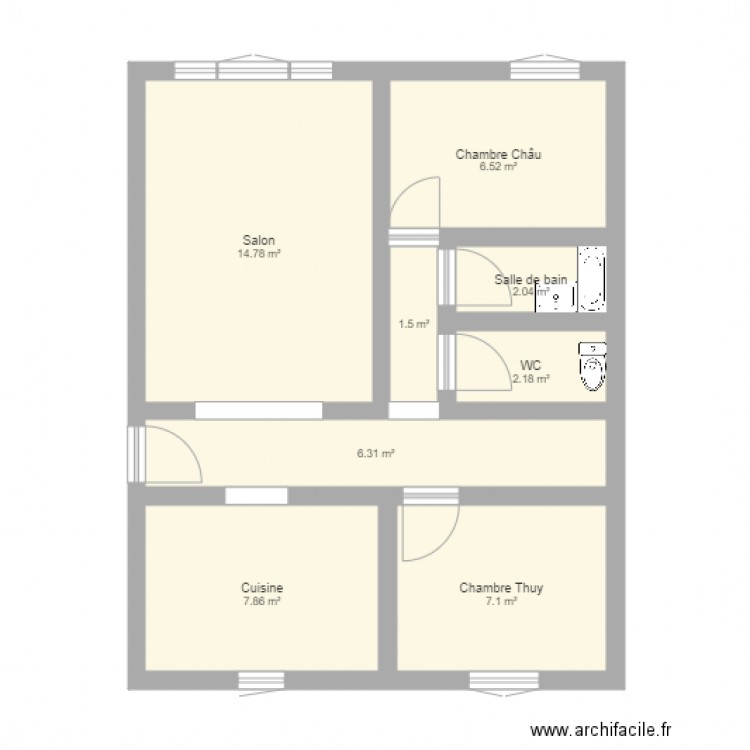 Appartement des soeurs Nguyen. Plan de 0 pièce et 0 m2