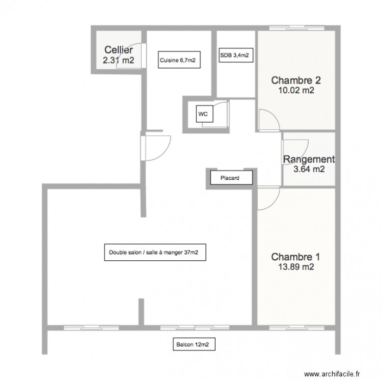 Plan appartement T3 T4. Plan de 0 pièce et 0 m2