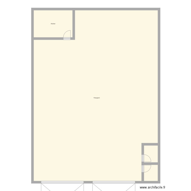 hangard. Plan de 3 pièces et 262 m2