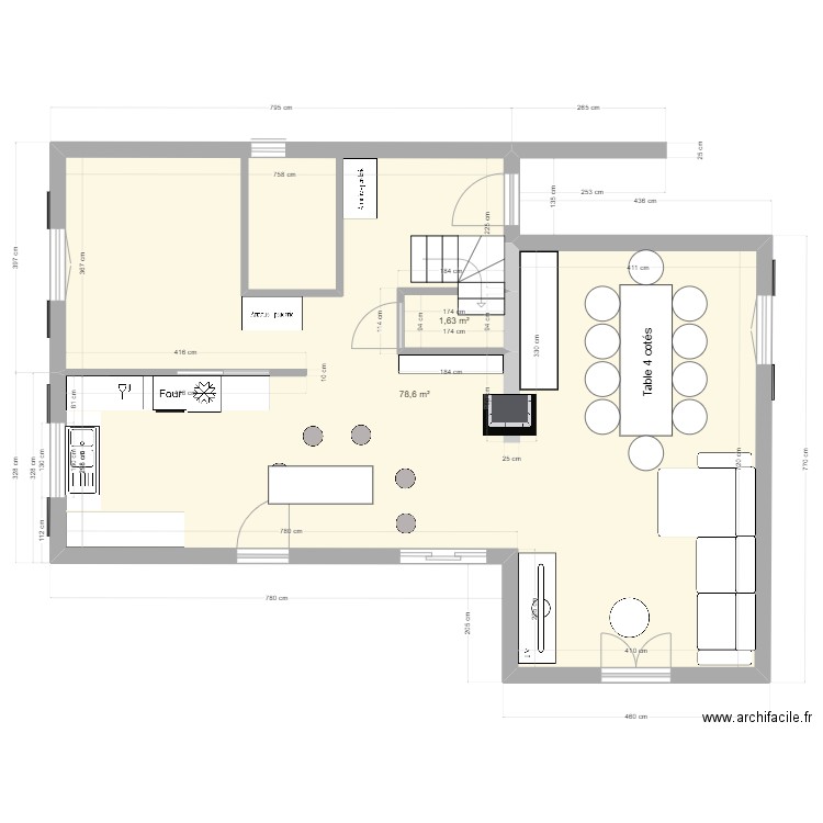 Maison VLA. Plan de 2 pièces et 80 m2