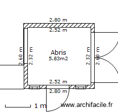 Abris de jardin annexe01. Plan de 1 pièce et 6 m2