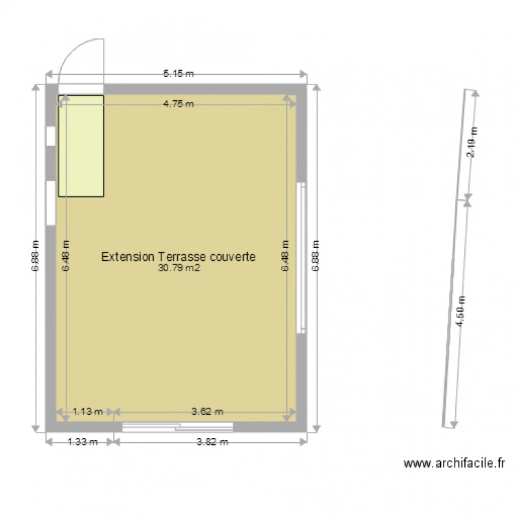 Projet extension terrasse V2. Plan de 0 pièce et 0 m2
