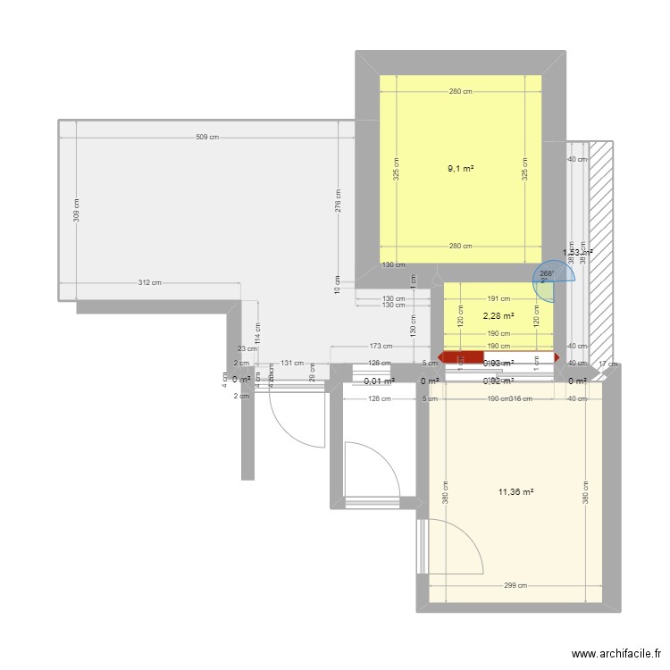 חדר ביטחון 3. Plan de 11 pièces et 44 m2
