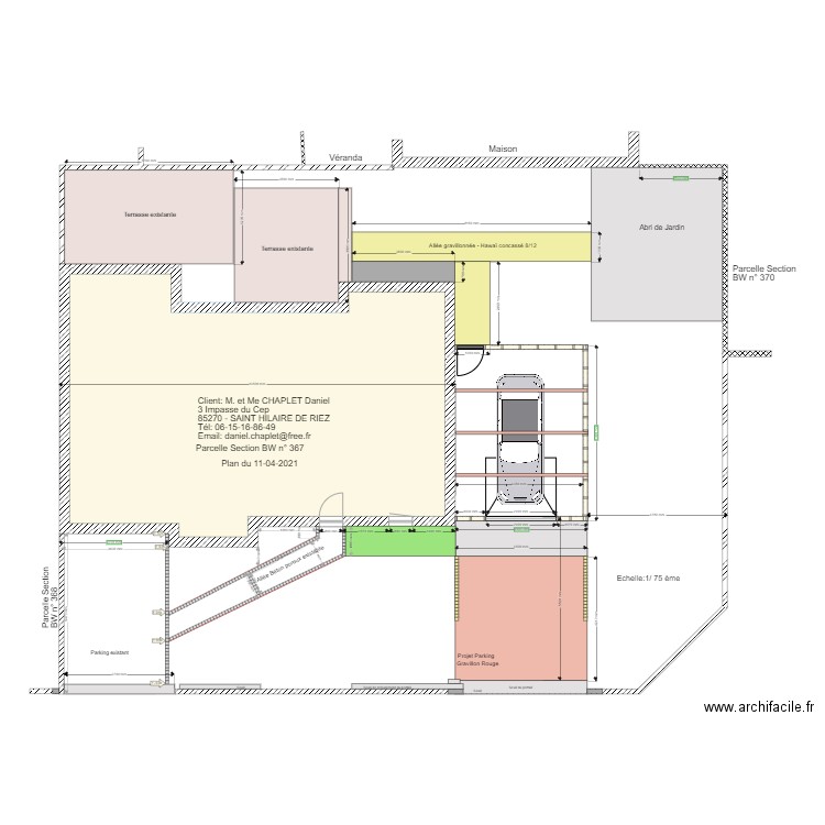 Plan de détail du garage. Plan de 1 pièce et 98 m2