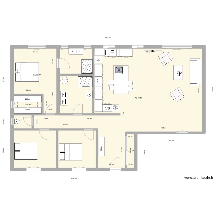Maison-1-projet ID. Plan de 8 pièces et 129 m2