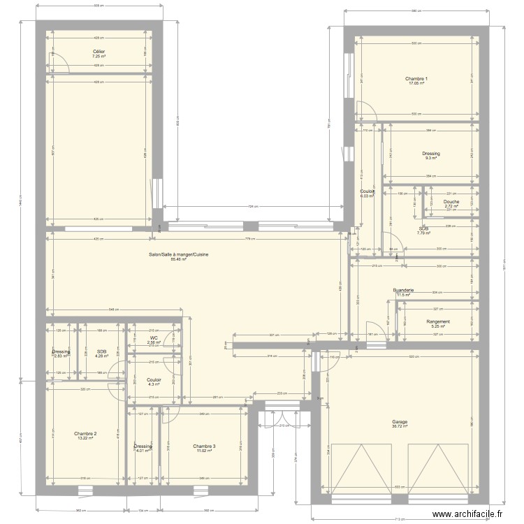 Plan maison H version 2. Plan de 0 pièce et 0 m2