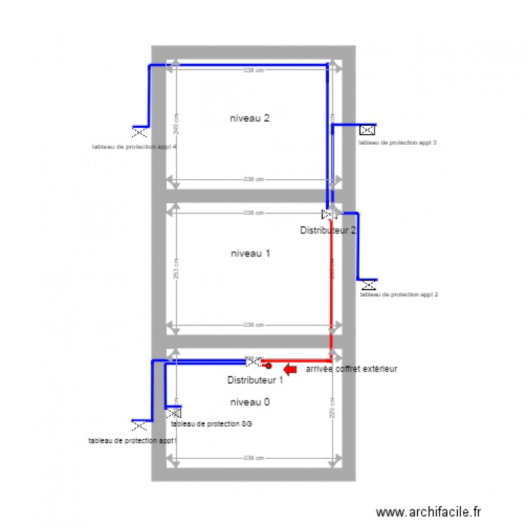 Plan chemin de cable projet de colonne SCI AITRE MONTEVRAIN. Plan de 0 pièce et 0 m2