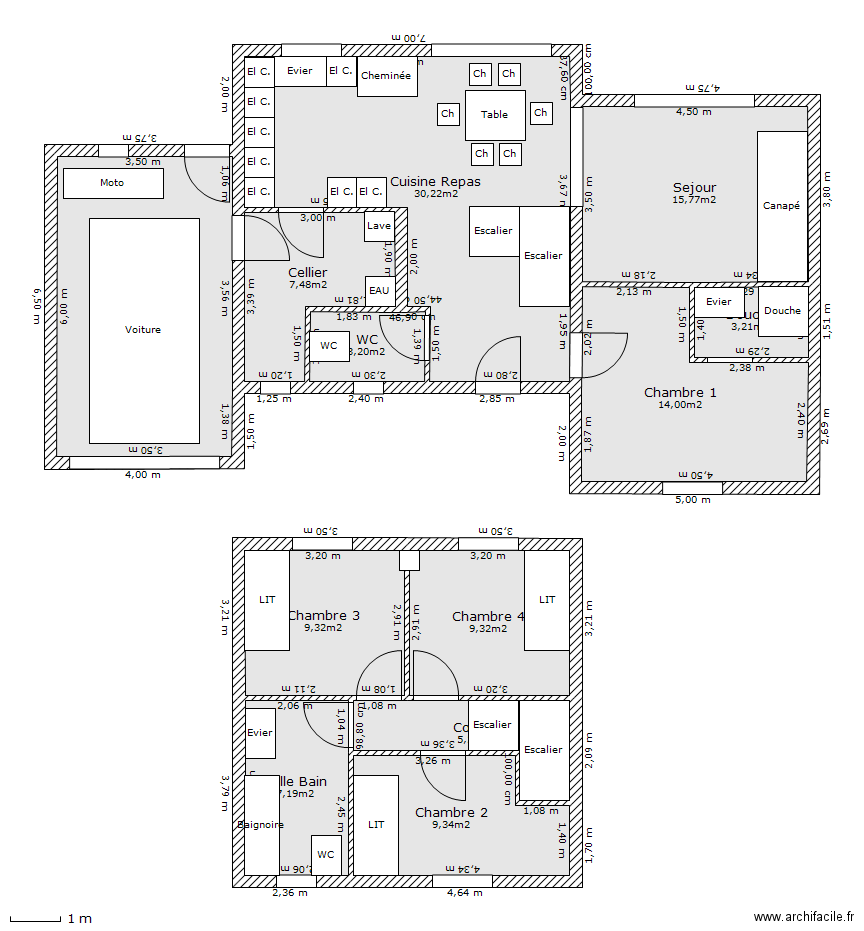 plan de maison 135 m2