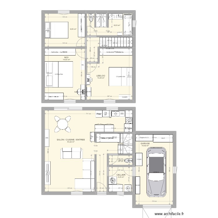Maison 1. Plan de 9 pièces et 119 m2