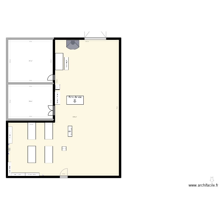 Atelier Sorel. Plan de 3 pièces et 298 m2
