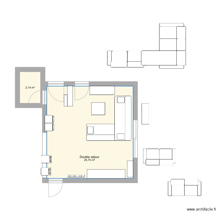 Louhossoa 2. Plan de 2 pièces et 28 m2