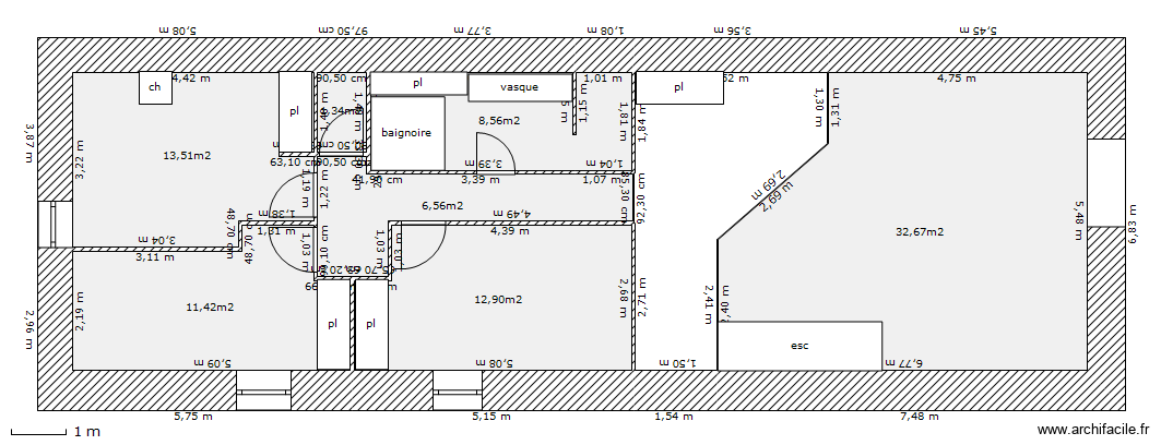 maclas n 2. Plan de 7 pièces et 87 m2