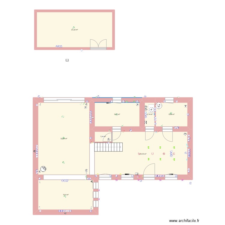 LONGERE CHATEAU plan elec. Plan de 8 pièces et 123 m2
