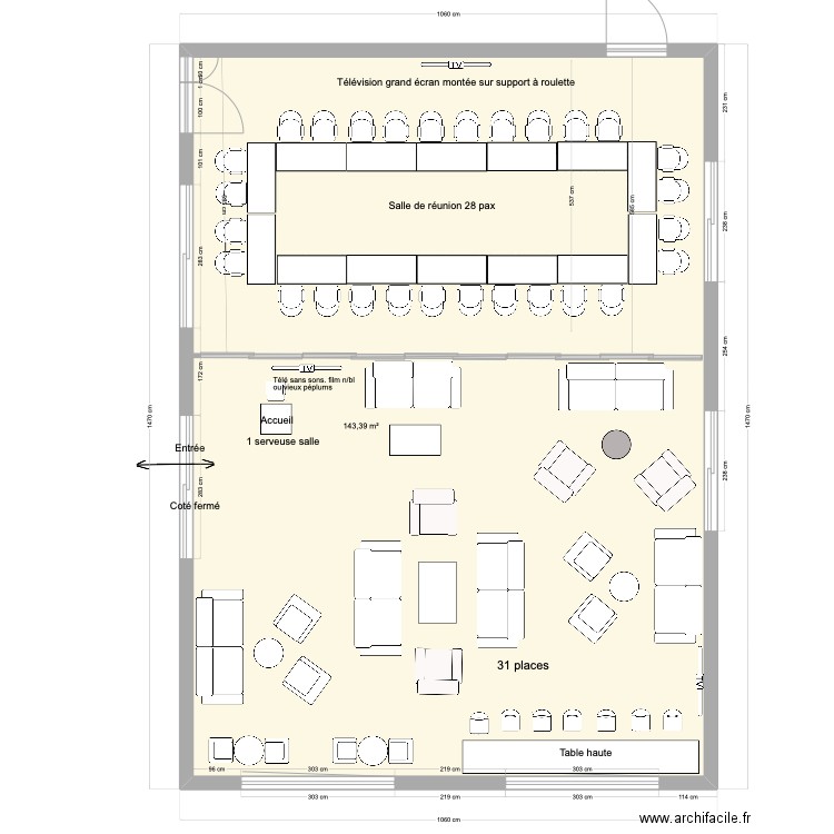 Hotel Ivato salle conf B. Plan de 1 pièce et 143 m2