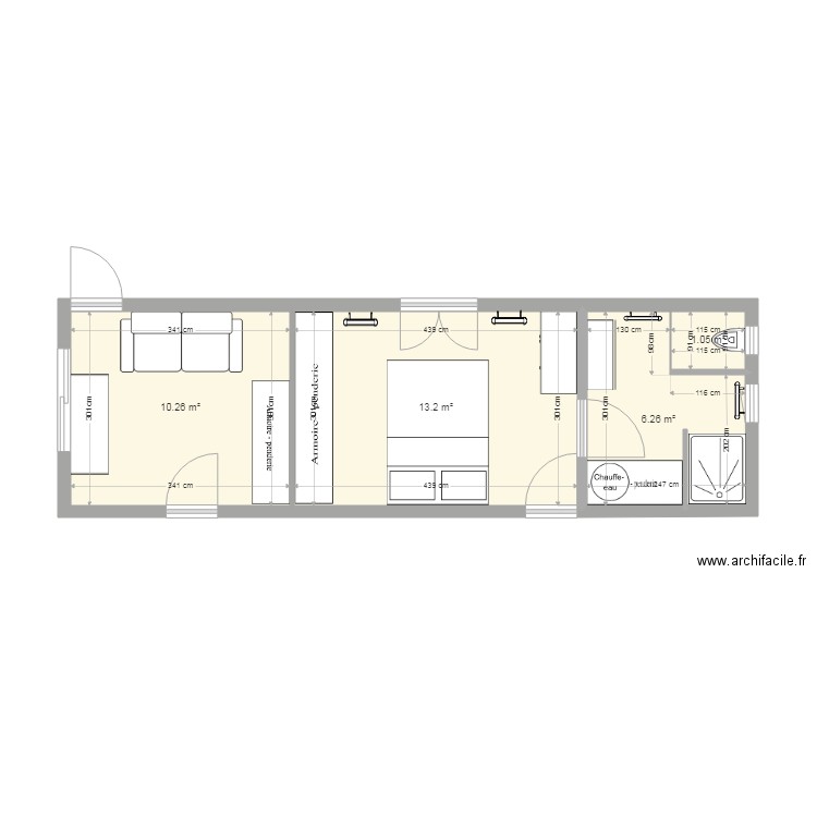 MESCHERS GARAGE AMENAGE - C. Plan de 2 pièces et 23 m2