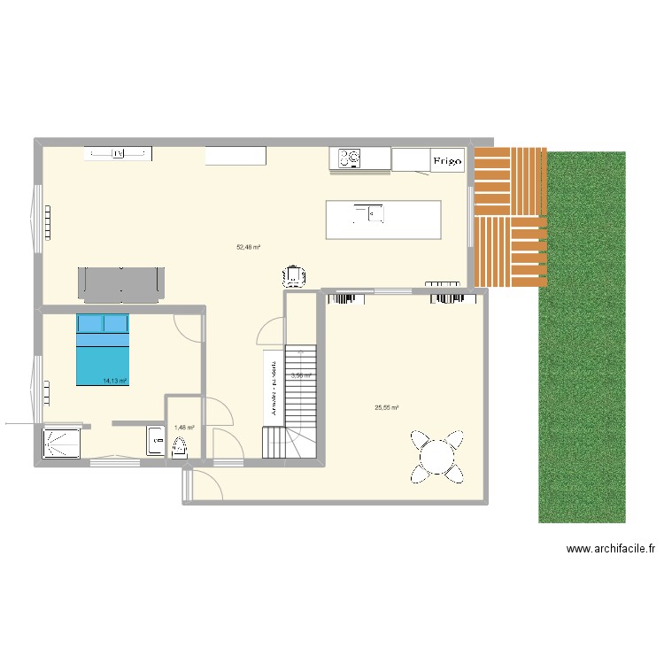 Maison extension. Plan de 5 pièces et 97 m2