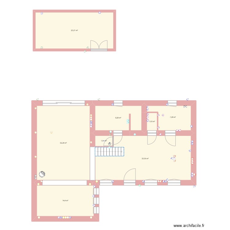 LONGERE CHATEAU plan elec PRISES. Plan de 8 pièces et 123 m2