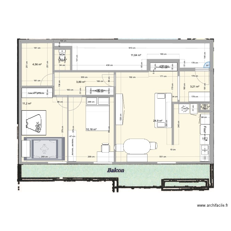 Extra Chambre v2. Plan de 11 pièces et 73 m2