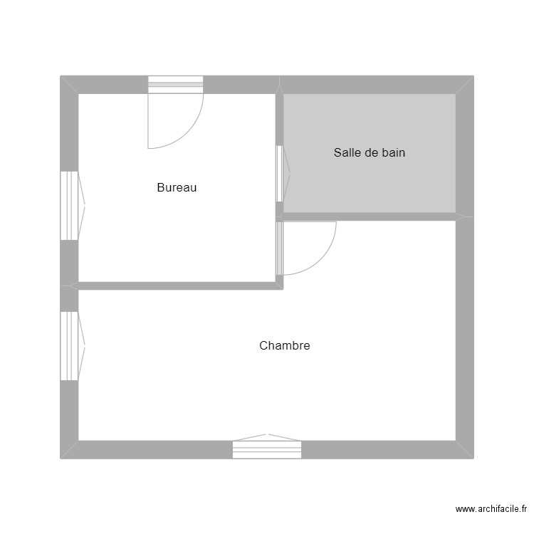 projet Bureau + Chambre 3. Plan de 3 pièces et 27 m2