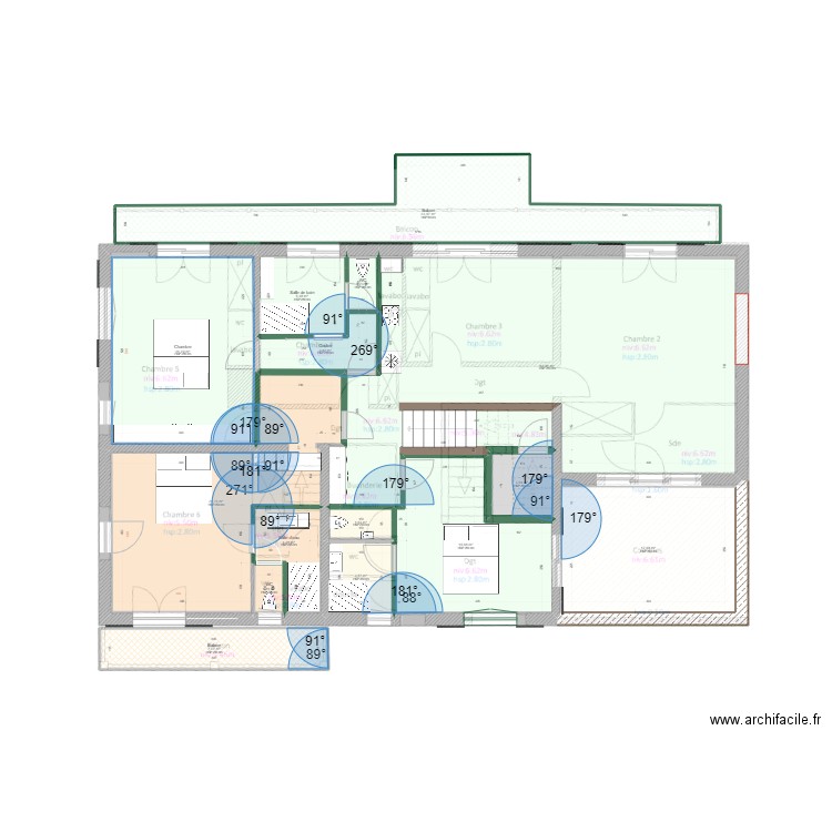Arroka étage v.3. Plan de 15 pièces et 198 m2