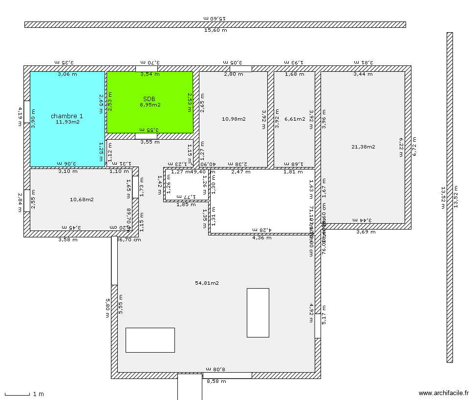 prinquiau 11. Plan de 7 pièces et 125 m2