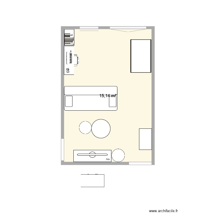 plan appartement parmentier 75011. Plan de 1 pièce et 15 m2