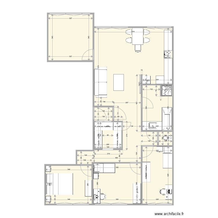 L&U_Restist_Projet_02_Meubles. Plan de 9 pièces et 93 m2
