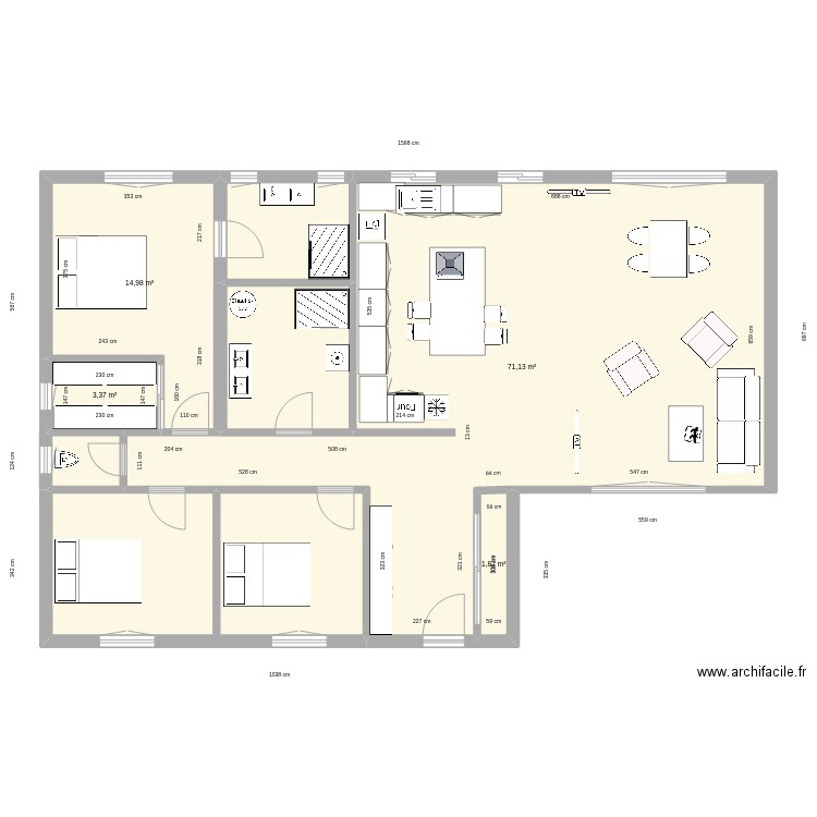 Maison-1-projet ID V2. Plan de 8 pièces et 128 m2