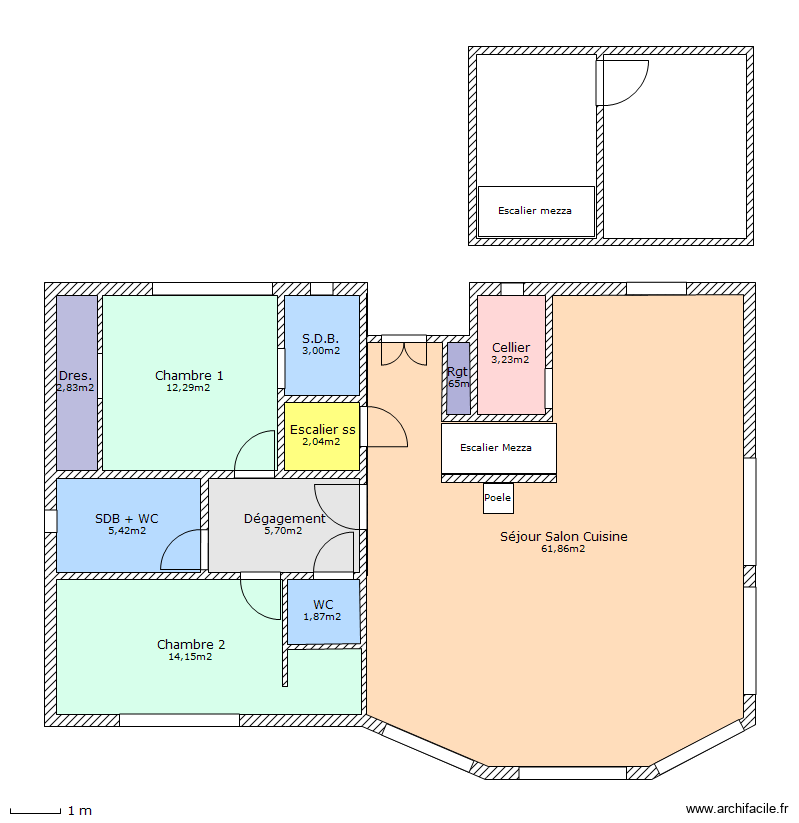 Maison 16. Plan de 11 pièces et 113 m2