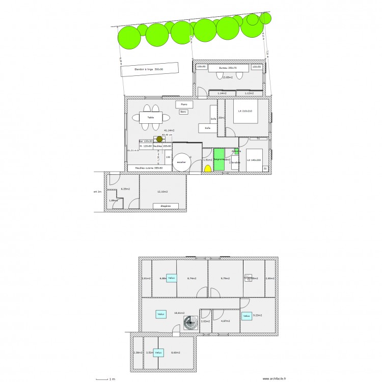 Projet - extensions et cuisine en U. Plan de 0 pièce et 0 m2