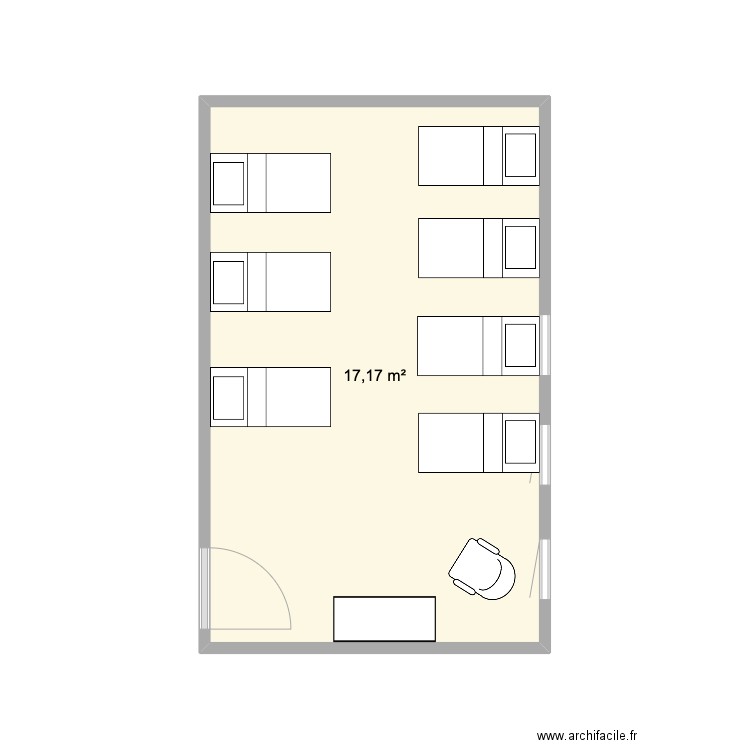 Plan Dortoir Grand. Plan de 1 pièce et 17 m2