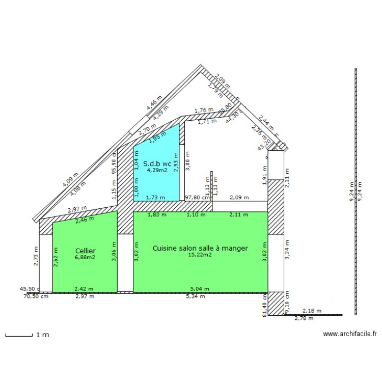 Bloc habitation rénové profil. Plan de 0 pièce et 0 m2
